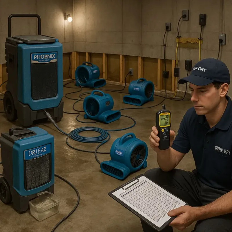 Structural Drying and Dehumidification process in Pleasant Hill, CA